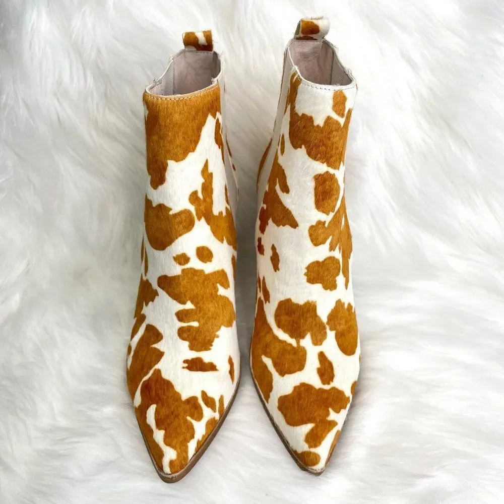 42 Gold Kennsington Cow Print Chelsea Boot/ Booties Size 7 or 37.5 - Picture 2 of 14